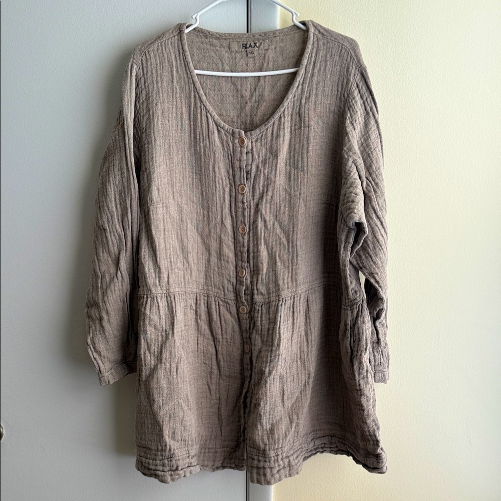 Flax Women's Button Down Shirt - Brown